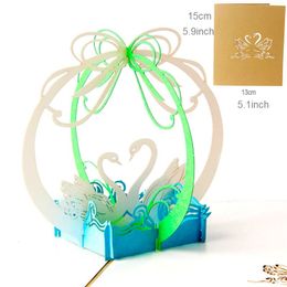 swans greeting cards birthday party gift card birthday wedding congratulation cards 3D pop up cards greeting card party decorations