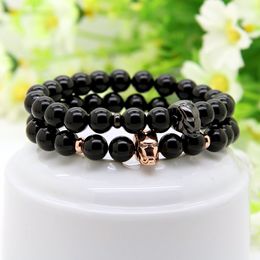 New Arrival Powerful Hero Head Charm Bracelet 10pcs/lot 8mm Black Nature Agate Stone Bead Bangle Fashion Jewellery