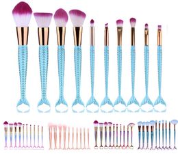 Hot new Mermaid make up brush 10 pcs=1 set A variety of Colours Satisfy your life Makeup tools