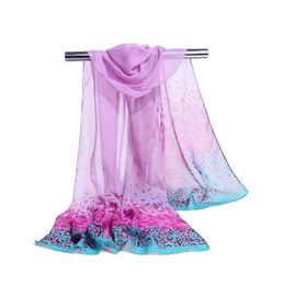 Factory Wholesale Fashion Leopard Print Beach scarf chiffon georgette silk scarf women's spring and autumn beach scarf Wrap Swhal 160*50cm