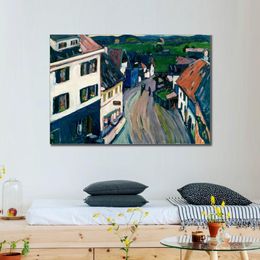 High Quality Wassily Kandinsky Paintings Murnau View from the Griesbrau Window Reproduction Canvas Art Hand Painted Home Decor