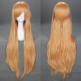 Free Shipping>>> new Sword Art Online Yuuki 100cm Long Straight Blue And Brown Cosplay Wig