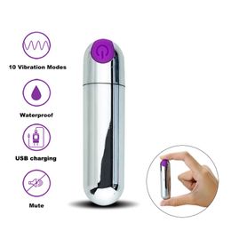 Rechargeable Strong Adult Sex Product USB vibrator 10 Speed Vibrating Mini Bullet Shape Waterproof Vibrator G-spot Massager