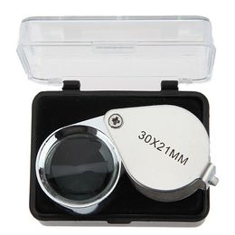 Metal folding portable hand-held glass lens Jewellery identification magnifying glass Instruments