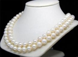 9-10MM WHITE AKOYA ROUND PEARL NECKLACE 35" 14K Gold Clasp