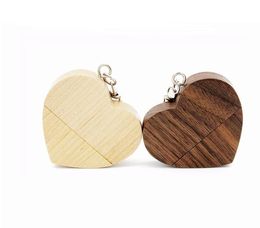 90pc DHL ship Customise natrual Wooden Pendrive 4GB 8GB 16GB 32GB Heart USB Flash Drive U Disc Memory Stick USB for photography Wedding Gift