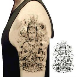 1 Pcs Lotus Bouddha Grand Corps Art Tatouages Temporaires Imperméables Autocollants Hommes Femmes Bras épaule Maquillage Bouddhiste Faux Conseils De