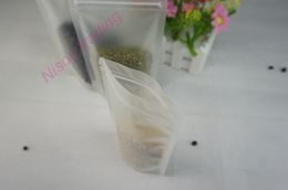 12x19cm 100pcs/lot self-standing matte transparent plastic ziplock bag, resealable all clear storage spoon pouch, pack ceramic poly sachet