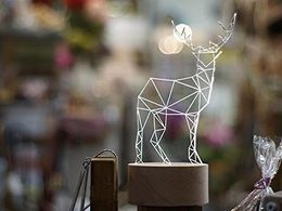 Night Lights Chirstmas Giftwares 3D LED Nightlight Made of Beech Wood Northern European Style Deer Shape indoor and lighting