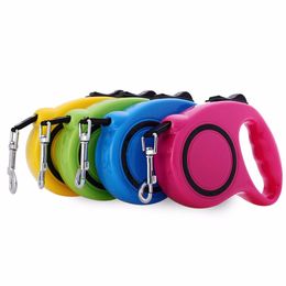 5m 3m Retractable Dog Leash Lead Lock Training Leashes Pet Puppy Walking Nylon Traction Rope Small Dog Cat Collar Pink, Blue, Red, Yellow