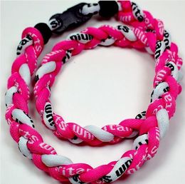 Promotion - 400PCS/Lot Baseball Sports Titanium 3 Rope Braided Rose Rose White GE Necklace RT092