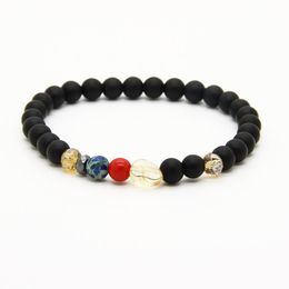Wholesale Cheap Bracelets 10pcs/lot Five Styles Stone With 6mm Matte Agate Lave And White Stone Lucky Beads Bracelets