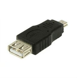 Wholesale 200pcs Black F/M USB 2.0 A Female To Micro / Mini USB B 5 Pin Male Plugt Adapter Converter Connector