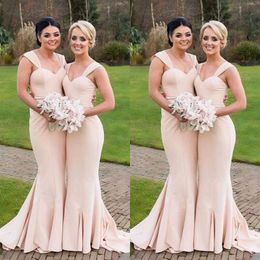 Charming 2017 Pale Pink Mermaid Bridesmaid Dresses Long Cheap Scoop Ruched Maid Of Honour Wedding Guest Gown Custom Made EN10099