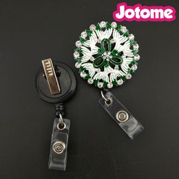 50pcs accept customized choose color first fashion women jewelry flower nurse gift retractable id name badge reel holder