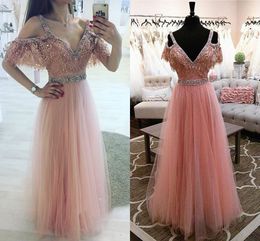 Evening Style 2017 New Dresses V-neck with Beaded Red Carpet Back Zipper Peplum Custom Made Tiered Ruffle Formal Ocn Gowns