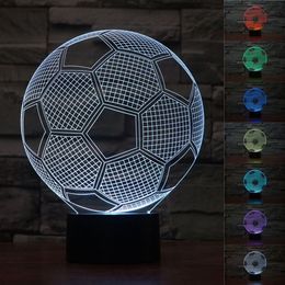 Night Lights Circle Sport Soccer Football 3D Optical Illusion Lamp 7 Colours Change Touch Button and 15 Keys Remote Control LED Table Desk