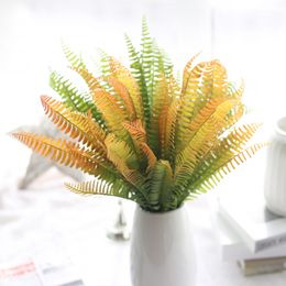 43cm Artificial Fern Jungle Persian Grass Green and Yellow Autumn Theme Plant Bush Bundle Home Decoration