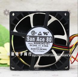 Original Sanyo 9G0824G101 24V 0.56A 8CM 8038 80*80*38mm 3 line industrial control machine inverter fan