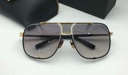 Men Square Titanium Sunglasses 2087 Gold Black Grey Gradient Lens Fashion Square sunglasses New with Box