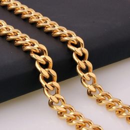 2017 Hot selling Jewellery Stainless Steel men's women Necklace Cuban Curb Chain Necklace Gold Plated 10mm 24 inch