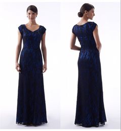 Royal Blue Black Long Modest Bridesmaid Dresses With Short Sleeves Vintage Lace Floor Length Cap Sleeves Bridesmaids Dresses Wedding
