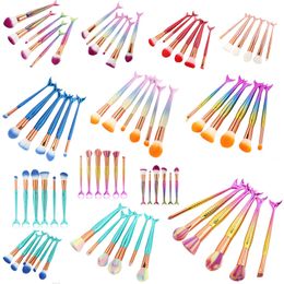3D Colourful Mermaid Makeup Brushes 6 PCS Makeup Brushes Tech Professional Beauty Cosmetics Mermaid Tail Makeup Brushes Sets DHL free