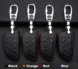 Top PU Leather Samrt Remote Key Fob Holder Chain Case Cover For BMW X5X6