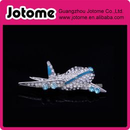 100pcs/lot Rhinestone Aeroplane Hostess Brooches Colourful Enamel Crystal Aeroplane Pin Brooch 2inch x 0.75inch