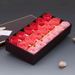 18Pcs Rose Bath Soap Flower Petal Set With Gift Box For Wedding Party Valentine's Day 4 style353E