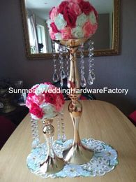 Wedding Metal Gold Colour Flower Vase Column Stand for Wedding Centrepiece Decoration