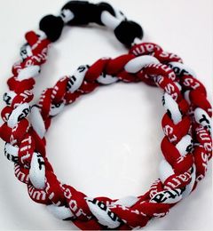 Promotion - 350PCS/Lot Baseball Sports Titanium 3 Rope Braided Red Red White Sport GE Necklace RT025