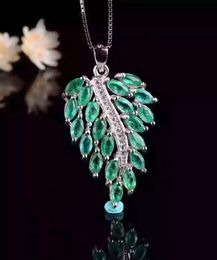Luxury emerald pendant 20 pcs 2.5*5mm natural emerald pure 925 sterling silver emerald leaf pendant fashion emerald Jewellery for woman gift