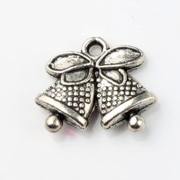 100pcs/lot 16.6x14mm Tibetan Silver Jingle Bell Christmas Dots Bells Charms Pendants Fashion Fit Bracelets Necklace Earrings L793