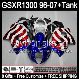 gloss red 8gift For SUZUKI Hayabusa GSXR1300 96 97 98 99 00 01 13MY15 GSXR 1300 GSX-R1300 GSX R1300 02 03 04 05 06 07 TOP red white Fairing