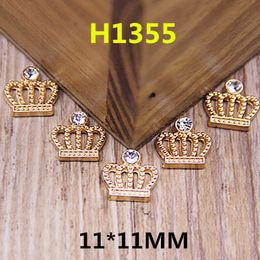 Wholesale-Wholesale 100PCS Flatback Gold Tone Alloy Princess Crown Button Patch Stickers Fit for Handmade Craft Girls Hair Jewellery Decor