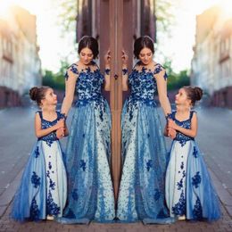 Saudi Arabia Dark Blue Prom Dresses Lace Appliques Illusion Long Sleeves Evening Gowns With Overskirts Sweep Train Women Formal Wear