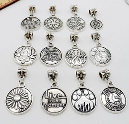 100Pcs/lot Tibetan Silver mixed Letter Charms Dangle Beads pendant Bracelet for Jewelry Making 30x24mm