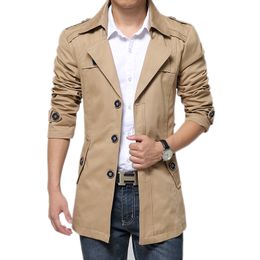 Men's Trench Coats Wholesale Classic Men Double Breasted Trench Coat Male windbreaker Long Jackets man Overcoat Plus Size 4XL