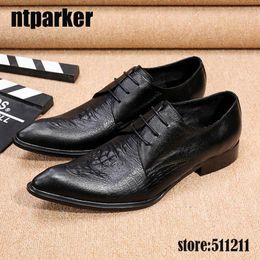 Fashion mens shoes genuine leather high heels pointed toe wedding/Business dress Shoes Men Black! US6-12