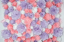 Digital Printed 3 D Floral Backdrop Photography White Purple Coral Flowers Wall Photo Studio Backgrounds Baby Newborn Props Wallpaper