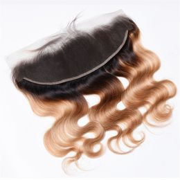2 tone color 1b 27 honey blonde dark root ombre body wave brazilian human hair ear to ear 134 full lace frontal closure8443379