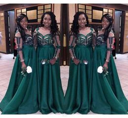 Nigeria Dark Green Bridesmaid Dresses For Wedding 2017 Plus Size Long Sleeves Maid Of Honor Gowns Women Formal Party Dresses Custom Made