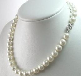 Beautiful 8mm white south sea shell pearl necklace 18" LL0123