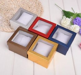 60PCS Jewelry Charm Bracelet Watch Gift Boxes Cases Display Box 9*9*5.5cm Quality pearlescent paper window Wrist Watch box With pillow