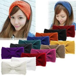 Elegant Women Bow Turban Crochet Knitted Hair Band Headband Headwrap Ear Warmer #T701