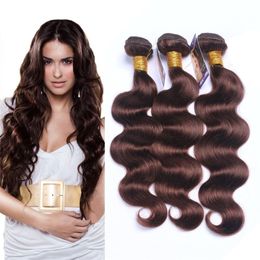 Brazilian Body Wave Virgin Human Hair Extensions Dark Brown #2 Top Grade Chocolate Color Brazilian Human Hair Weave 3 Bundles Hair Extension