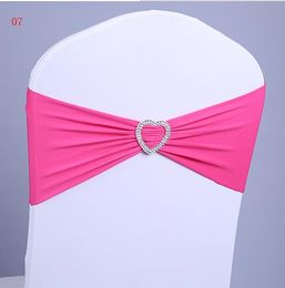 200pcs Elastic Lycra Chair Sash Bands Wedding Spandex Chair Bands With Heart Shape Plastic Buckle 43 Colors Tiffany Blue Red Gold DHL Free