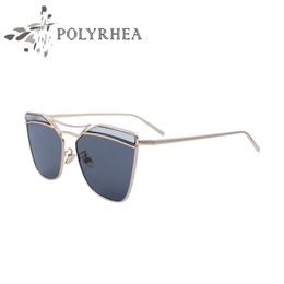 Brand Designer Fashion Women Sunglasses Alloy Frame Cat Eye Sun Glasses Twin-Beams With Box And Cases