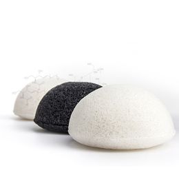 Natural Hemisphere Konjac Sponge Charcoal &Green Tea Konjac Potato Konnyaku Facial Puff Face Wash Cleansing Sponge with bag holike